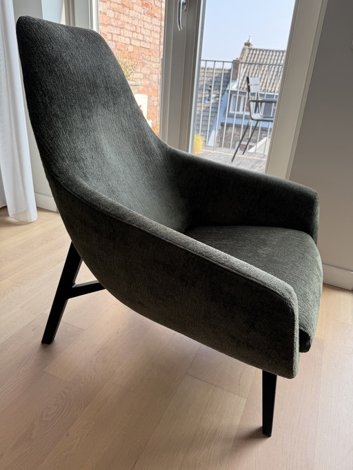 Montis, chaise Enzo en tissu bouclette/vert mousse