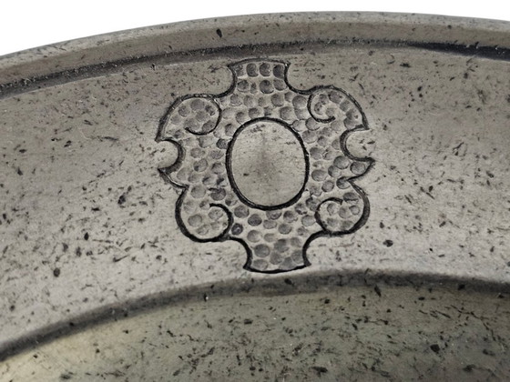 Image 1 of Plato de peltre - 'Porringer' - fuente para servir - contrastado - siglo XIX