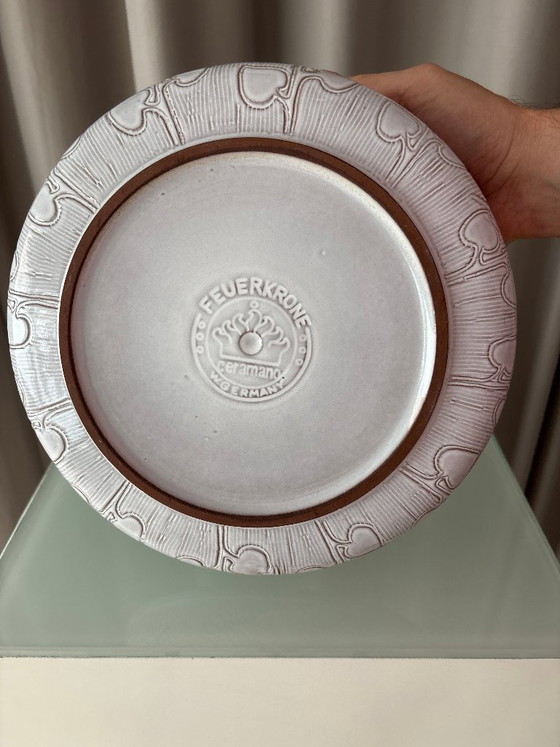 Bol en céramique vintage Ceramano Feuerkrone Sunflower, Allemagne de l'Ouest, années 1970, Vaisselle, Gris (photo 5 sur 8)