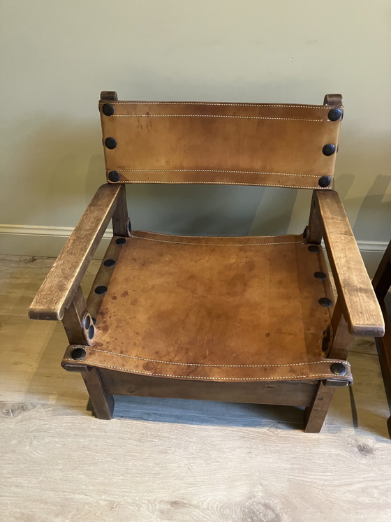 Set van 2 Spaanse brutalistische stoelen – Stoelen / fauteuils, Leather, Metal (photo 6 of 6)