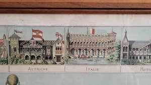 Image 1 of Litografia JE Goossens Panorama dei palazzi dell'Esposizione Universale di Parigi, 1878