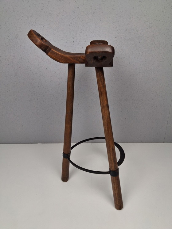 Vintage Marbella Barstools by Confonorm, Spain 1970s, Merk onbekend, Wood, Brown (photo 5 of 10)