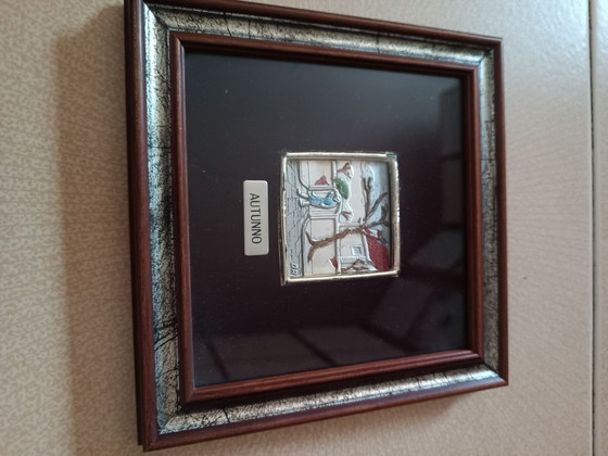 Les 4 saisons sur feuille d'argent mi il, Objets d'art, Verre, Noir (photo 2 sur 13)