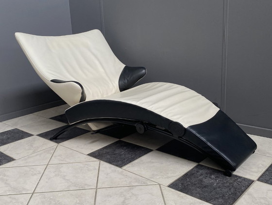 Image 1 of Sitzbank aus schwarzem und weißem Leder, Modell Solo 699, Design Stefan Heiliger, WK