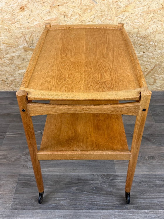 1960s/70s Oak Serving Trolley with Tray by Poul Hundevad, Denmark – Bar carts, Wood (photo 9 of 17)