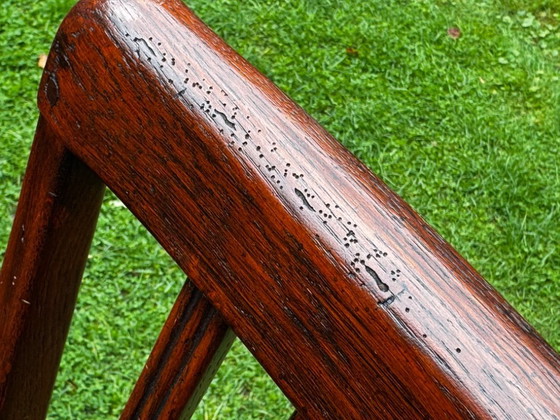 Image 1 of Grande table de salle à manger coloniale en teck massif avec 8 chaises et coussins