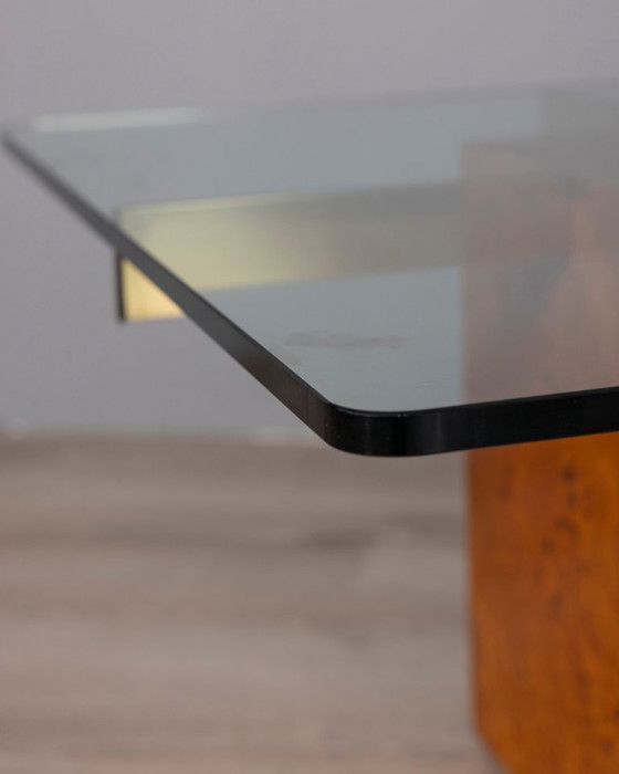 Tavolino vintage in radica e vetro, design italiano anni '70 – Tavolini, Legno (photo 5 of 10)