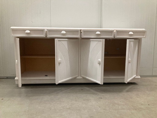 Weißes Sideboard/Buffetschrank, 1980er Jahre, Art Deco Elemente