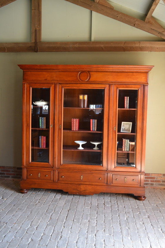 Image 1 of Large Antique Mahogany Wooden Bookcase, Display Case