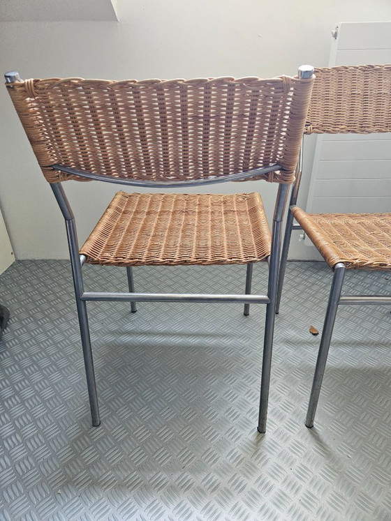 3 Martin Visser Dining chairs – Rattan, Chrome (photo 7 of 7)