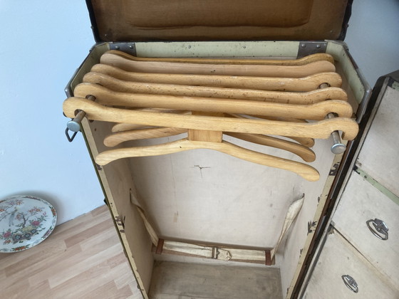 Vintage Wardrobe/Travel Trunk – Leather, Metal (photo 3 of 6)