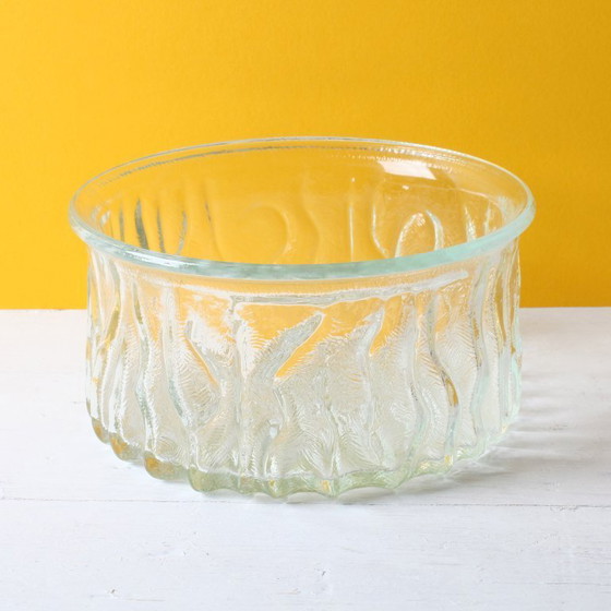 Image 1 of Vintage Pressed Glass Fruit Bowl: Large Bohemian Glass Union Centerpiece / 1970s