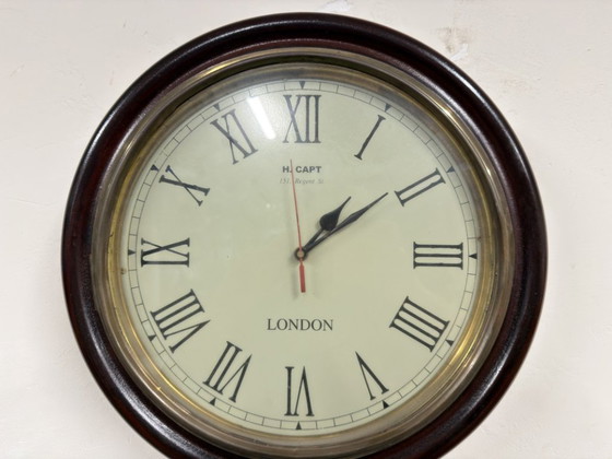 Classic English Mahogany Wall Clock – H. Capt, Glass, Wood (photo 5 of 5)