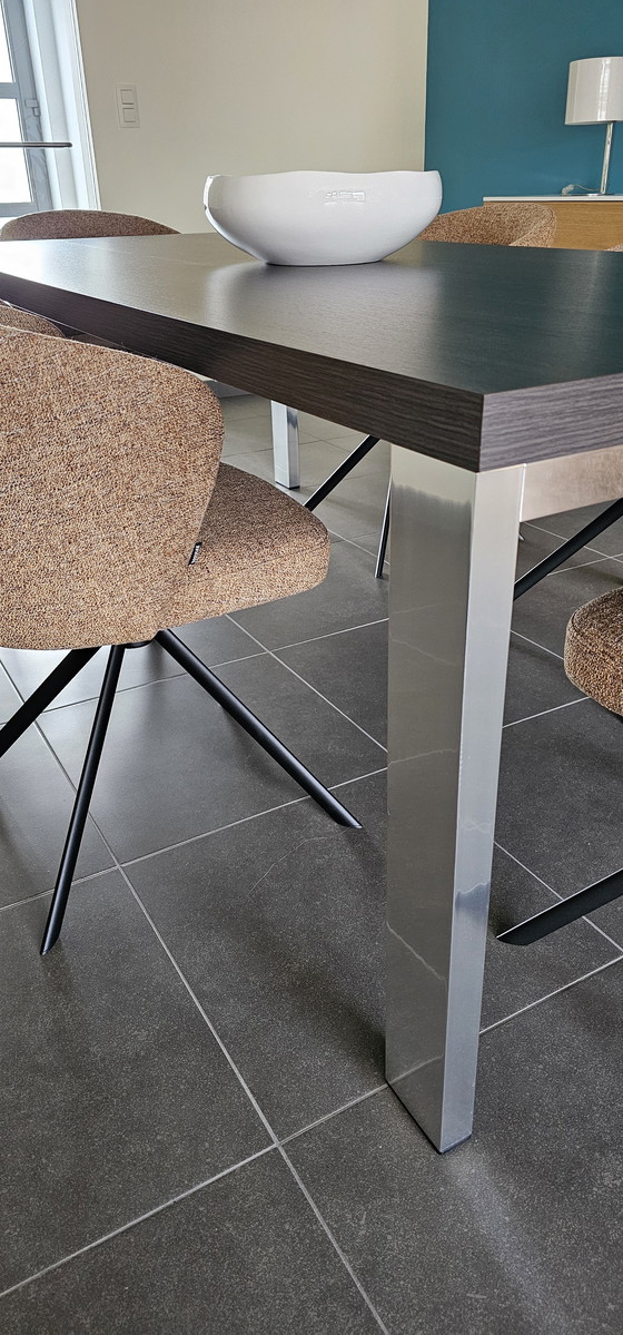 Image 1 of Solid oak dining table 220 x 100 with chrome legs