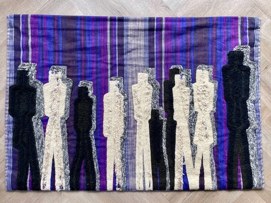 Image 1 of Vintage Tapestry With Tufted Figures | 144 x 77 cm | Wool On Textile