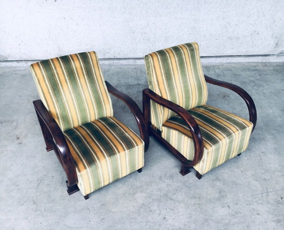 Image 1 of Art Deco Reclining Bentwood Armchair Lounge Chair Set 1930's