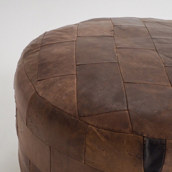 Image 1 of Vintage Leather Patchwork Pouf