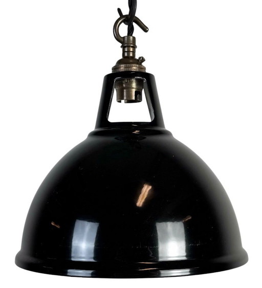 Vintage industriële zwart geverfde hanglamp, jaren 2000