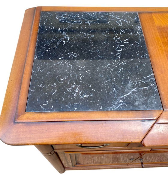 Image 1 of Small antique cherry wood entryway sideboard