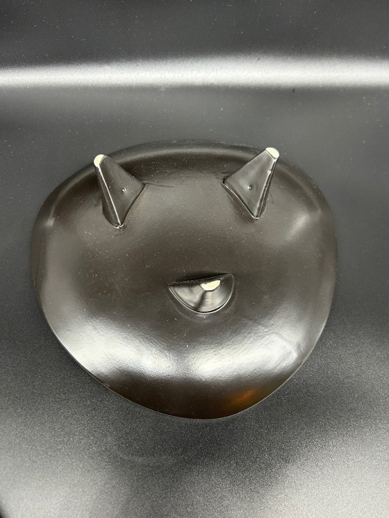 Image 1 of black ceramic trinket tray, 1950s