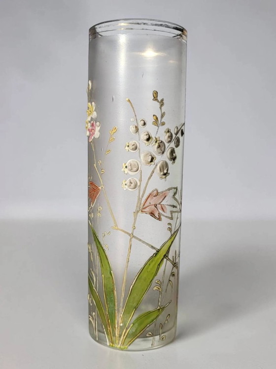Art Nouveau enamelled glass cylinder vase – Crystal (photo 2 of 8)