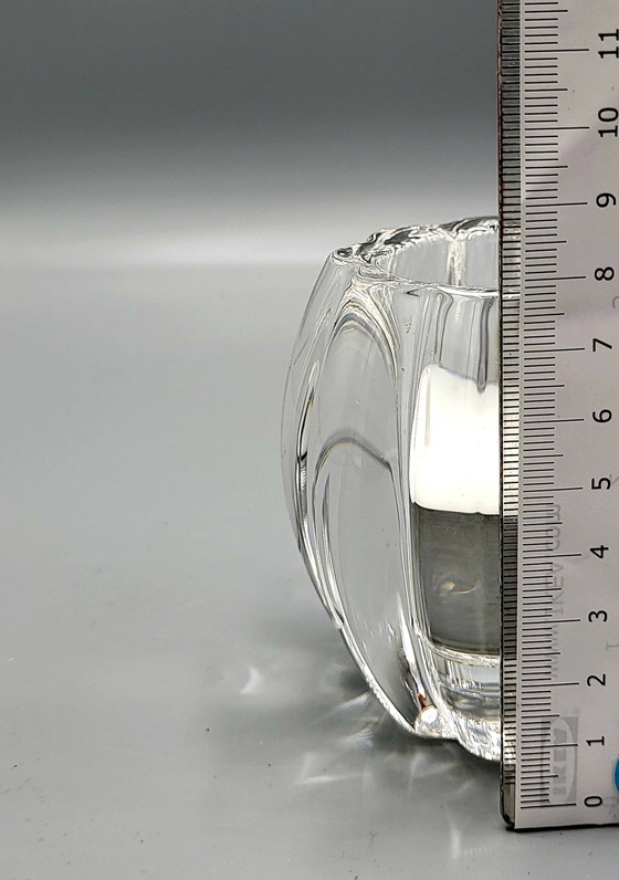 Image 1 of Heavy Vintage crystal tea lights holder - Zware Glazen Kaarsenhouder - Ronde Kristallen Theelichthouder