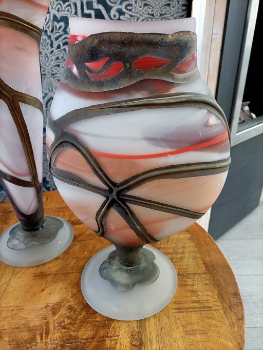 Unique Italian Vase Lamp + Vase - 60s/70s - Handmade Studio Glass