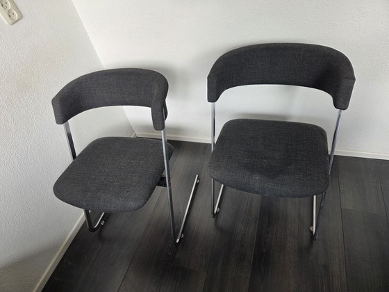 Due sedie da pranzo moderne rivestite in antracite – Metallo, Tessile (photo 2 of 5)