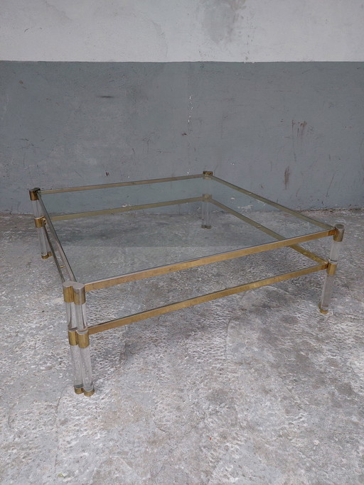 Hollywood regency Couchtisch aus Glas
