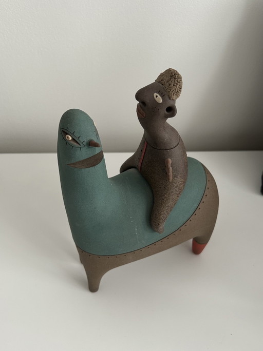 Bildhauerei Grès Luciano Polverigiani - Keramik Art Toy Signiert