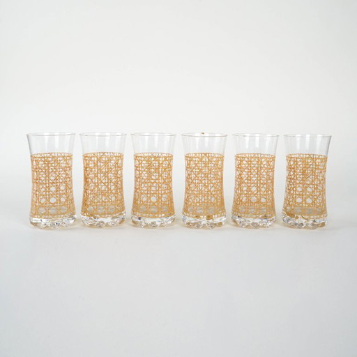 Set van zes glazen, Italiaans design, jaren 60, vervaardigd in Italië.