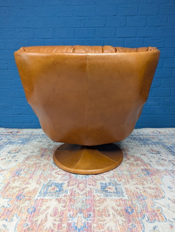 Image 1 of Vintage leather swivel armchair, 1970s