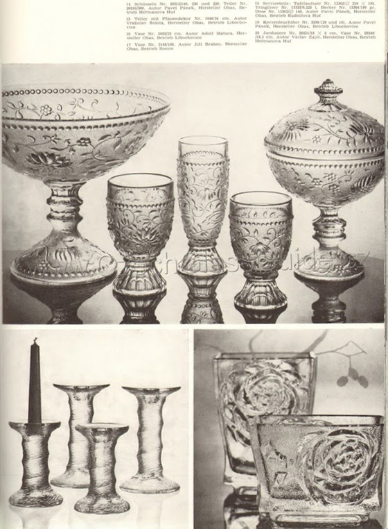 Image 1 of Mid-Century geperste glazen voetschaal: Cibulak Pavel Panek Design