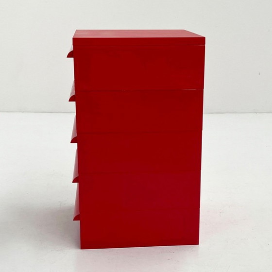 Image 1 of Cassettiera rossa a 5 cassetti modello 4601 di Simon Fussell per Kartell, anni '70