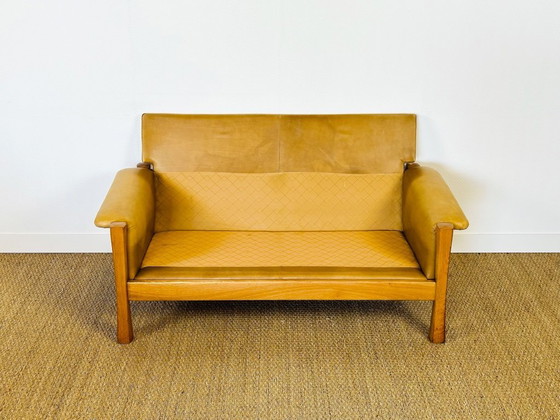 Image 1 of Ensemble de salon complet en cuir naturel et chêne, 1960, Set de 3