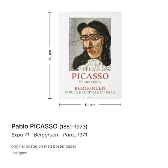 Pablo Picasso Poster Expo 71 - Berggruen - Paris – Paper (photo 3 of 5)