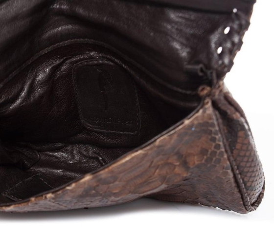 Image 1 of Maison Du Posh, braune Python-Clutch