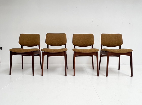 Image 1 of Set Of 4 Solid Wood Danish Chairs, 1970's