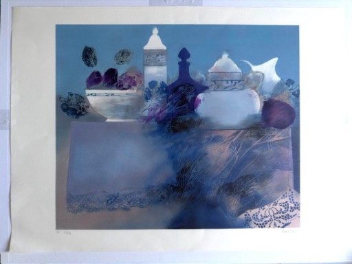 Lithografie "Blauw stilleven" van Jean-Jacques Balitran