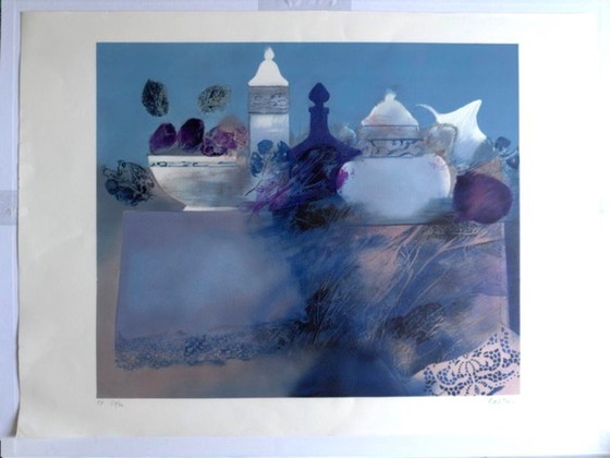 Image 1 of Lithografie "Blauw stilleven" van Jean-Jacques Balitran
