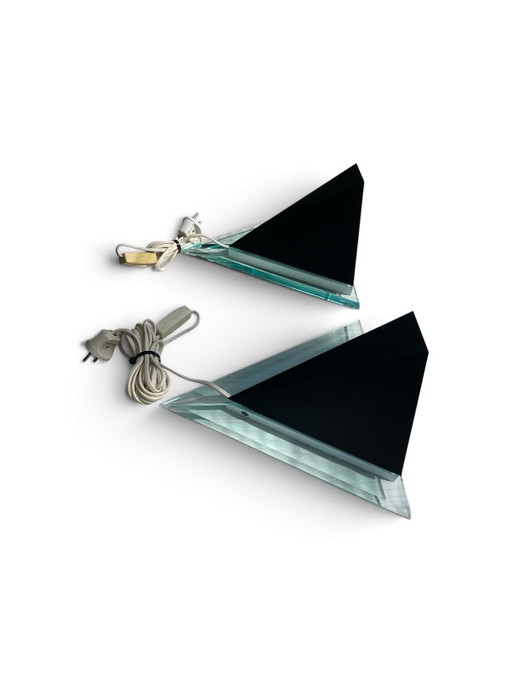 Vintage Honsel Glass Wall Lamp – Memphis Design 1980s – Set of 2 – wandlampen (photo 2 of 7)