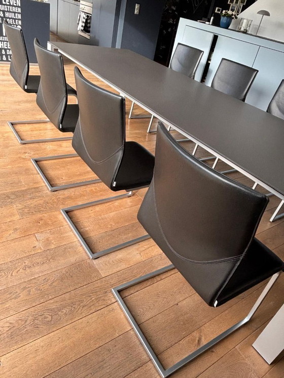 Willisau Dining chairs, black leather, Chrome, Modern (photo 3 of 11)