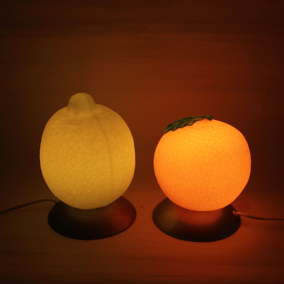 Image 1 of Vintage IKEA Orange & Lemon Fruit Table Lamp Set