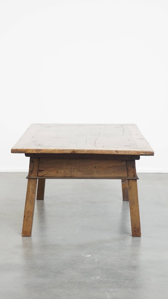 Image 1 of Antique South European Chestnut Coffee Table From The 18th Century With A Drawer