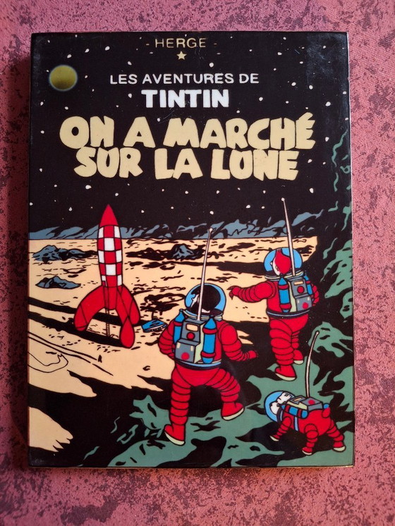 Image 1 of Lot de 4 tableaux peints à la main et laqués Tintin