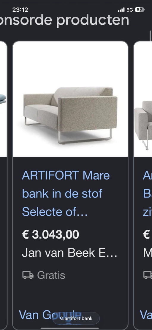 Sofá de diseño Artifort 2 plazas gris