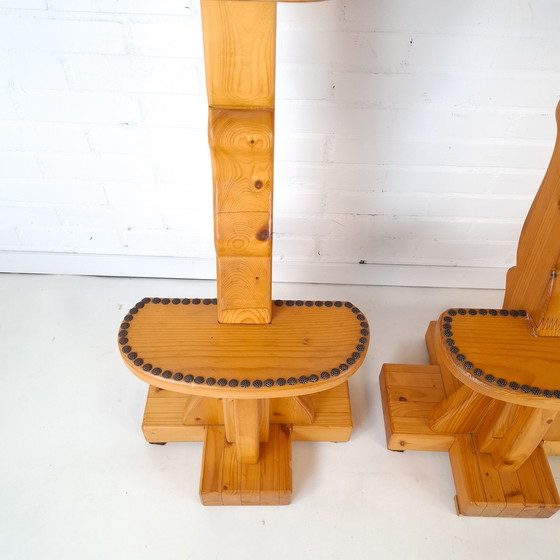 Image 1 of 3x vintage barkruk hout brutalist