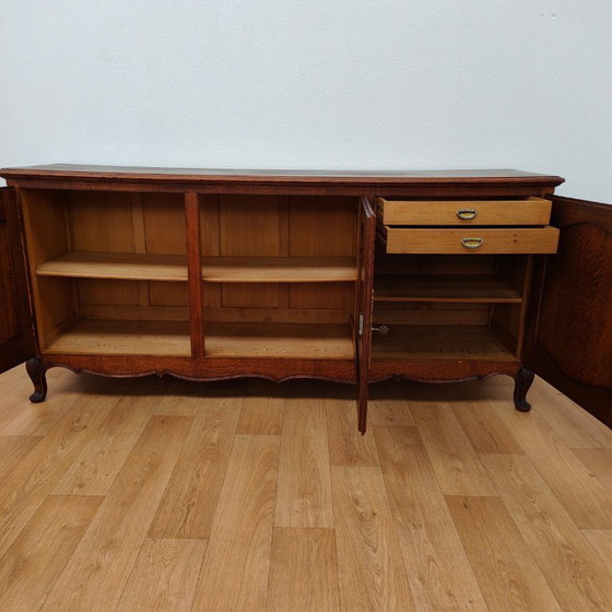 Vintage rustic wooden sideboard, wall cabinet, buffet. (photo 3 of 17)