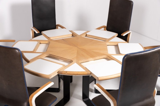 Image 1 of Unique Danish Design table with fixed armchairs from Peter Karpf, 1980’s