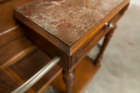 Image 1 of Vestiaire Napoléon III en noyer fin 19e, 3 miroirs, marbre